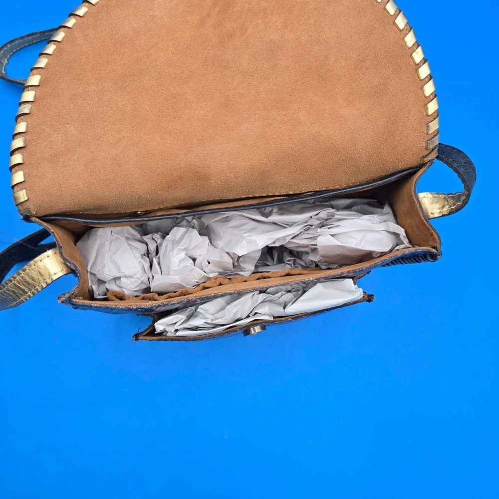 Patricia Nash Beaumont Provencal Escape Paisley Leather Crossbody‎ Bag Gold Foil